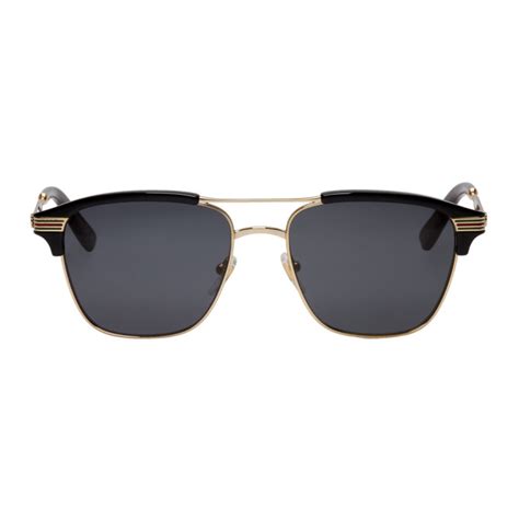 gucci gold and black retro cruise sunglasses|gucci 55mm round sunglasses.